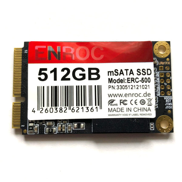 Enroc 512GB ERC-500 mSATA Mini SSD SATA III 6b/s 3D-NAND TLC interne SSD Festplatte