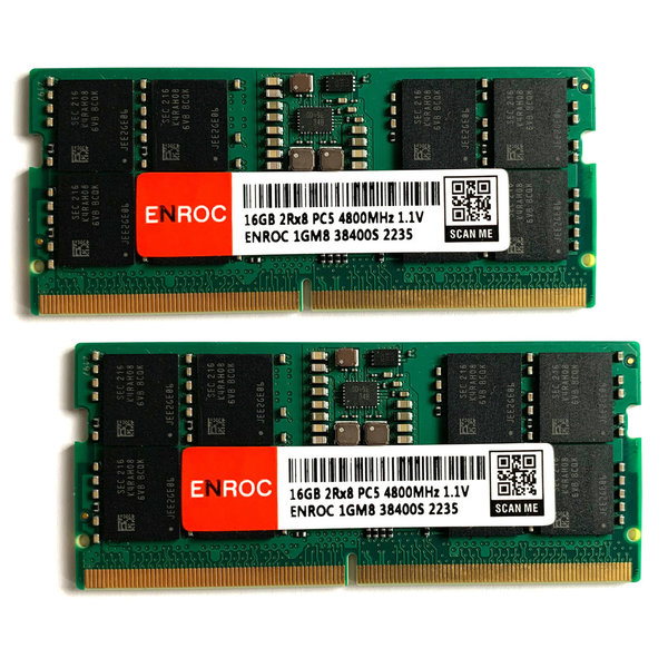Enroc 32GB (2x16GB) ERC-5500 DDR5 4800MHz PC5-38400S 1.1V SO-DIMM Arbeitsspeicher RAM
