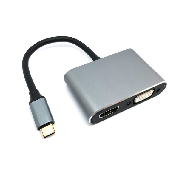 Enroc ERC6100 USB-C auf USB+HDMI Adapter für PC und MAC Systeme, schwarz